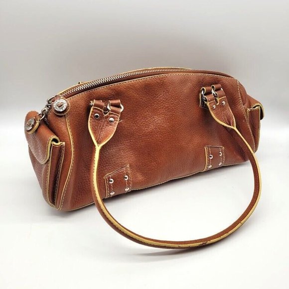 SOLD Cole Haan Village Spos Leather Barrel Bag Vtg 80s Vibe Country - Picture 7 of 11